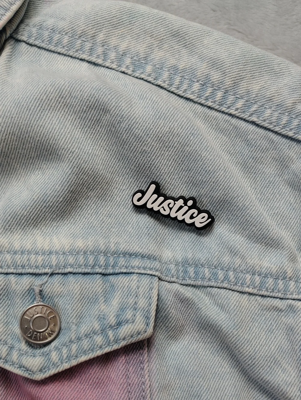 Justice Bazooka Gum Ring Pop Pastel Tie Dye 100% Cotton Denim Jacket Size 7/8